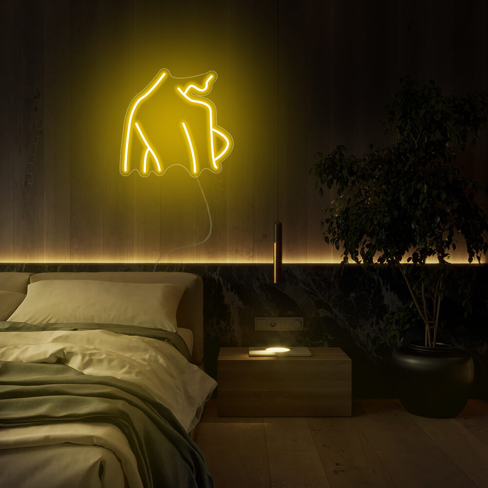 Mini Back Silhouette LED Neon Sign in Yellow