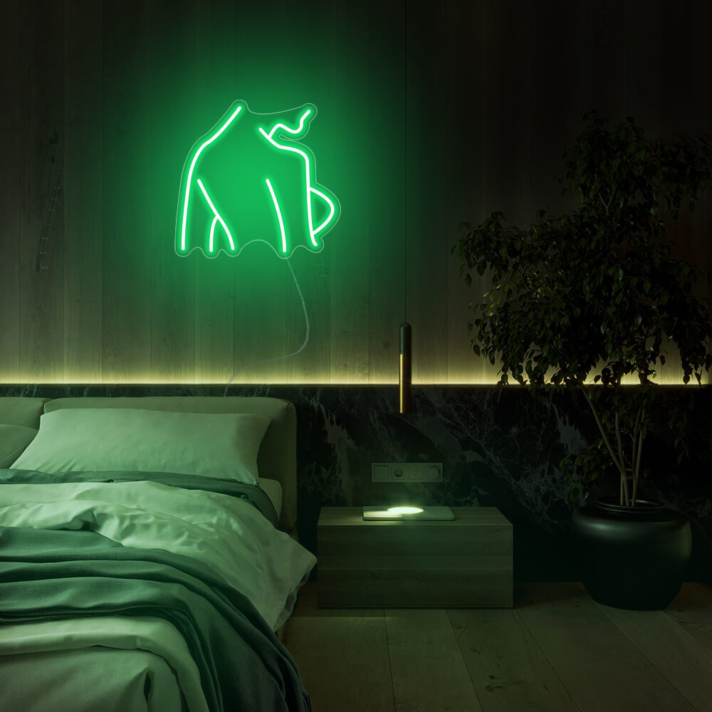 Mini Back Silhouette LED Neon Sign in Green