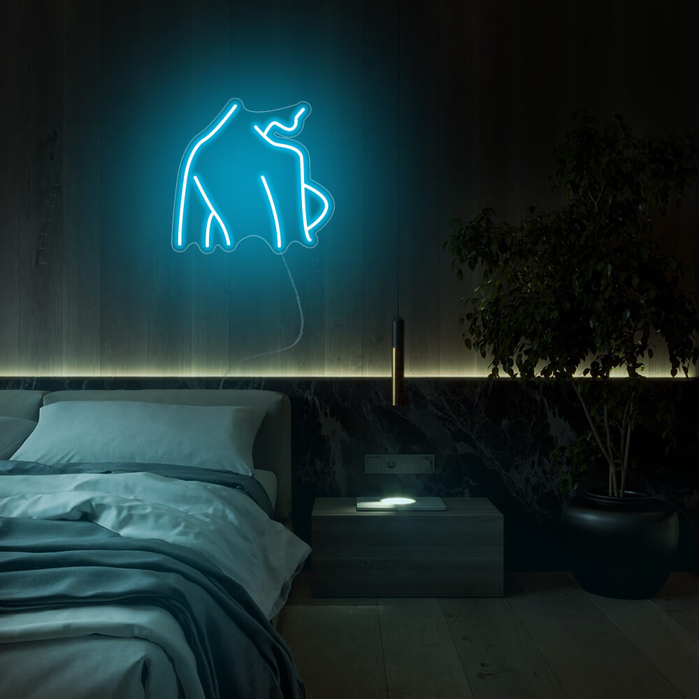 Mini Back Silhouette LED Neon Sign in Ice Blue