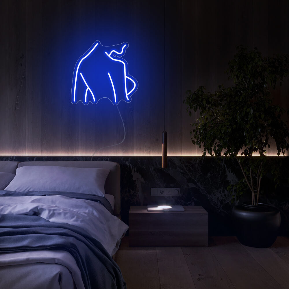 Mini Back Silhouette LED Neon Sign in Blue