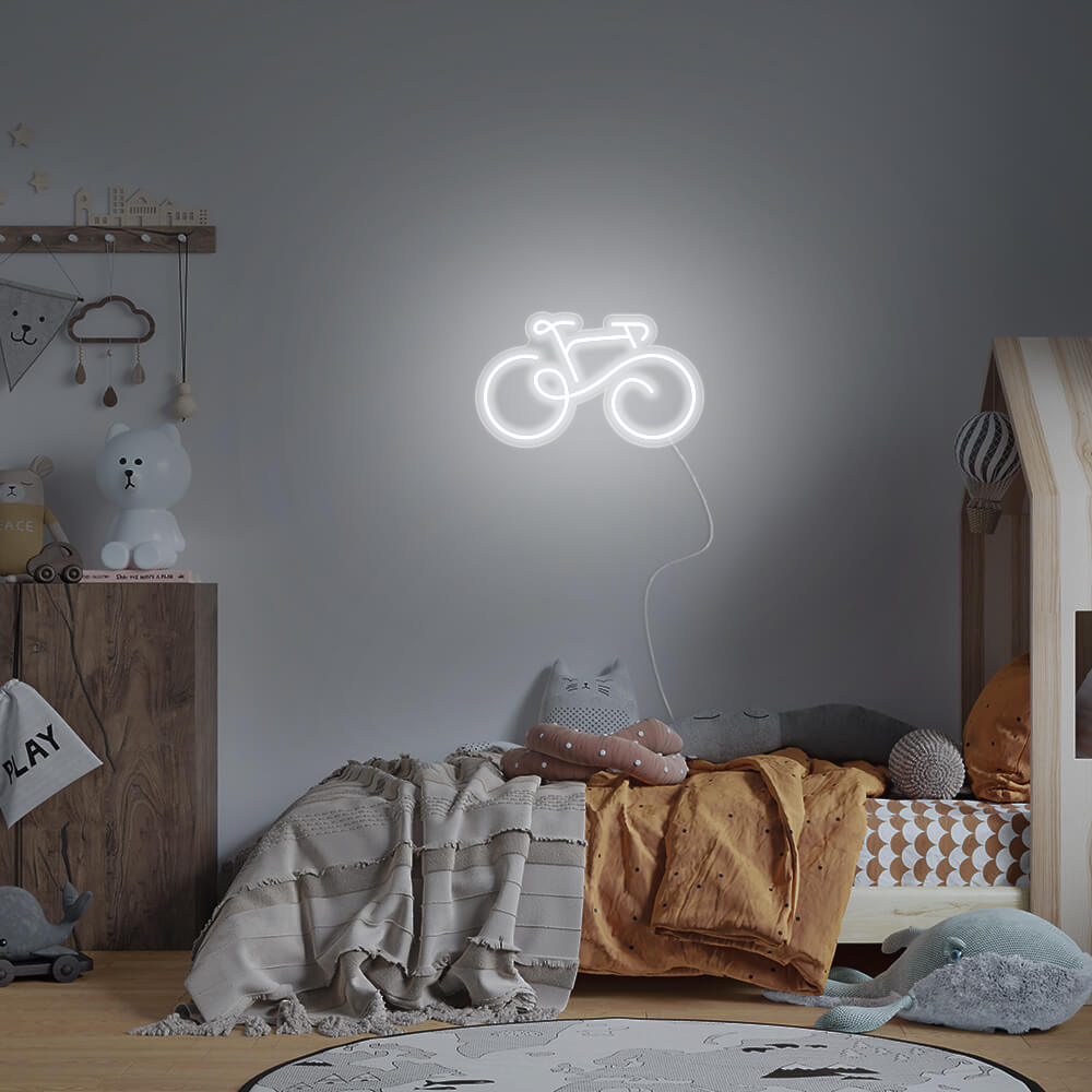 Mini Bicycle LED Neon Sign in Cool White