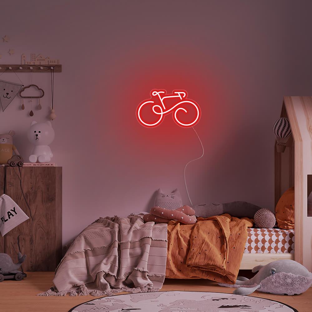 Mini Bicycle LED Neon Sign in Red