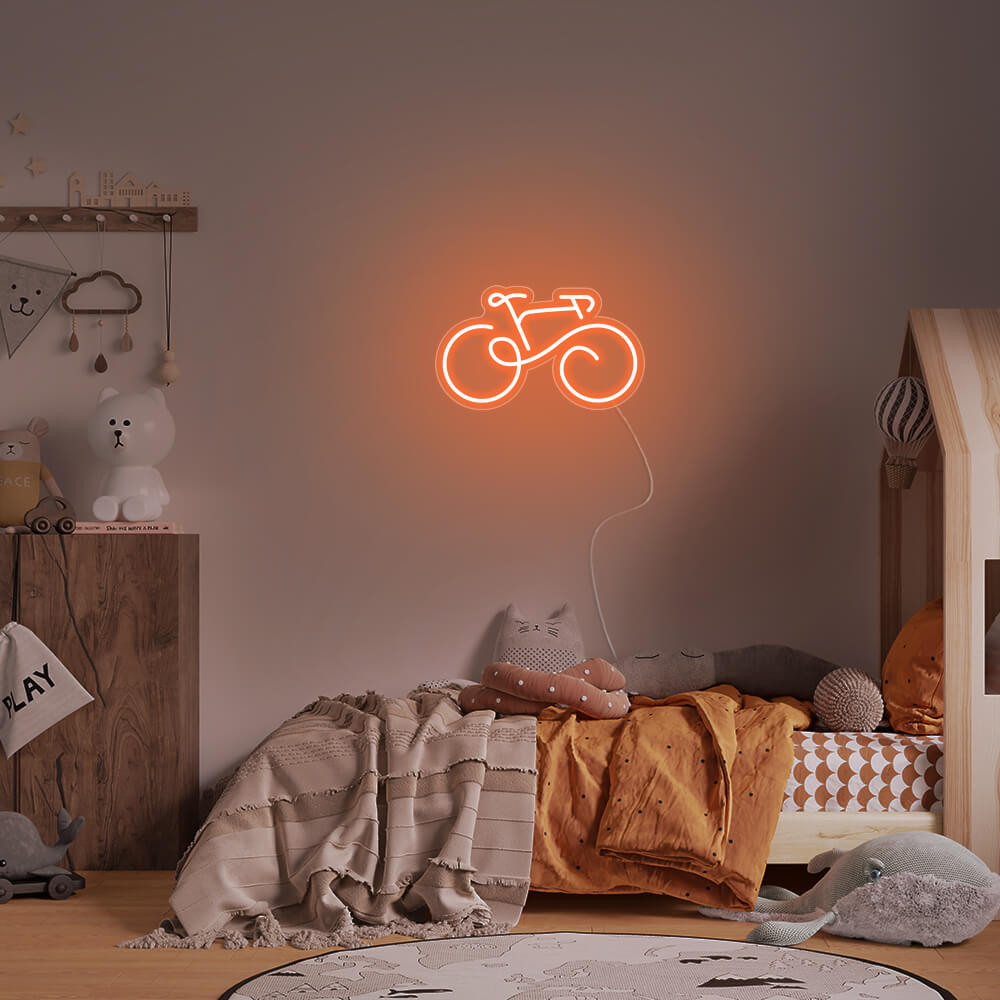 Mini Bicycle LED Neon Sign in Orange