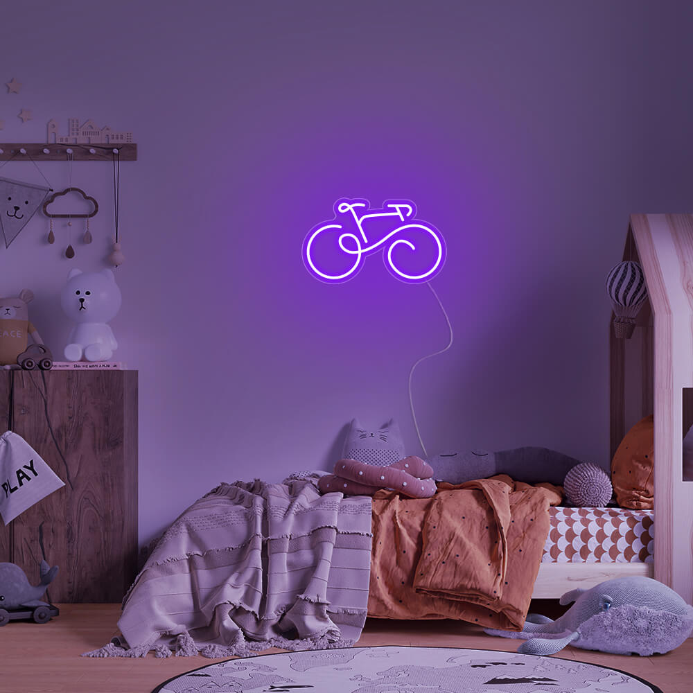Mini Bicycle LED Neon Sign in Purple