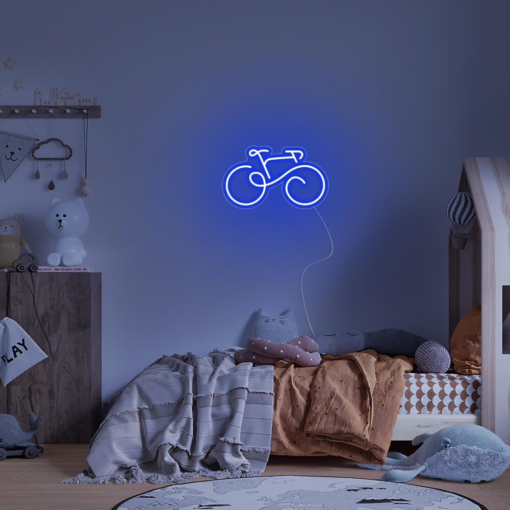 Mini Bicycle LED Neon Sign in Blue