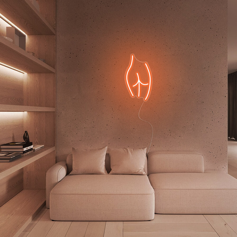 Mini Body Curve Line Art LED Neon Sign in Orange