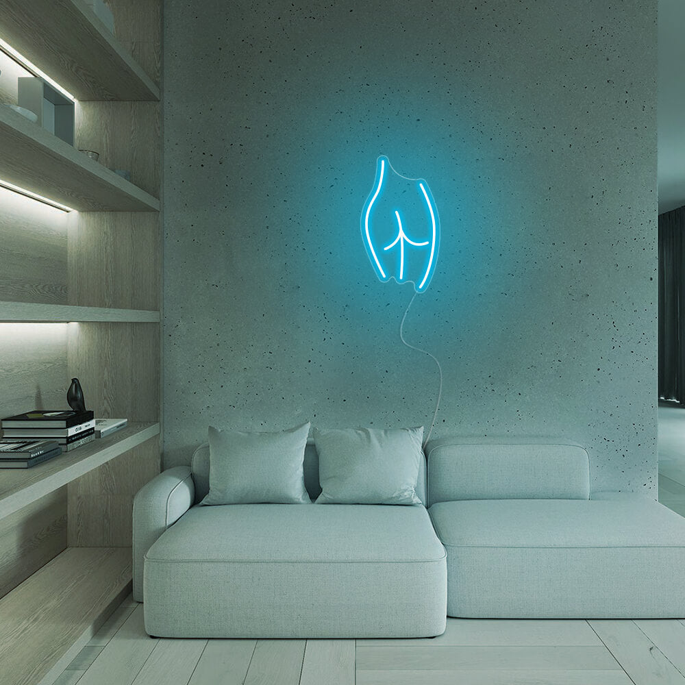 Mini Body Curve Line Art LED Neon Sign in Ice Blue