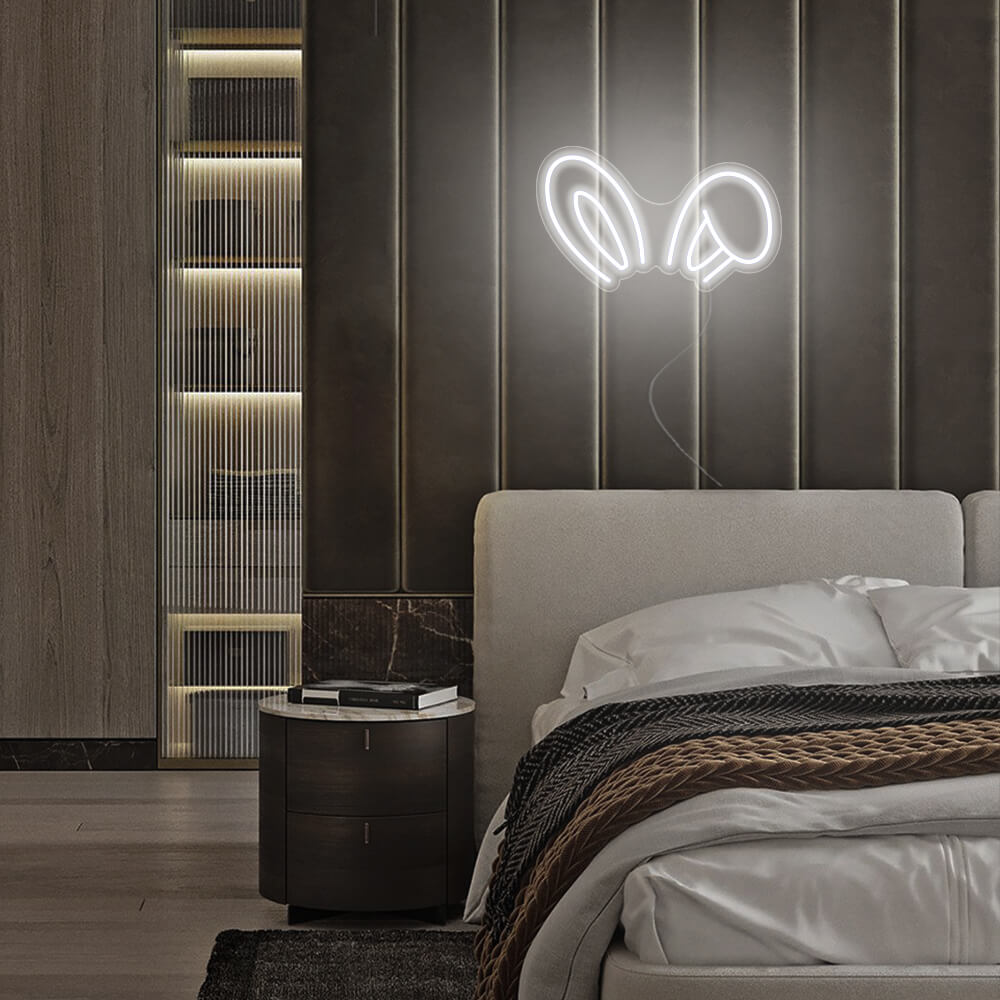 Mini Bunny Ears LED Neon Sign in Cool White