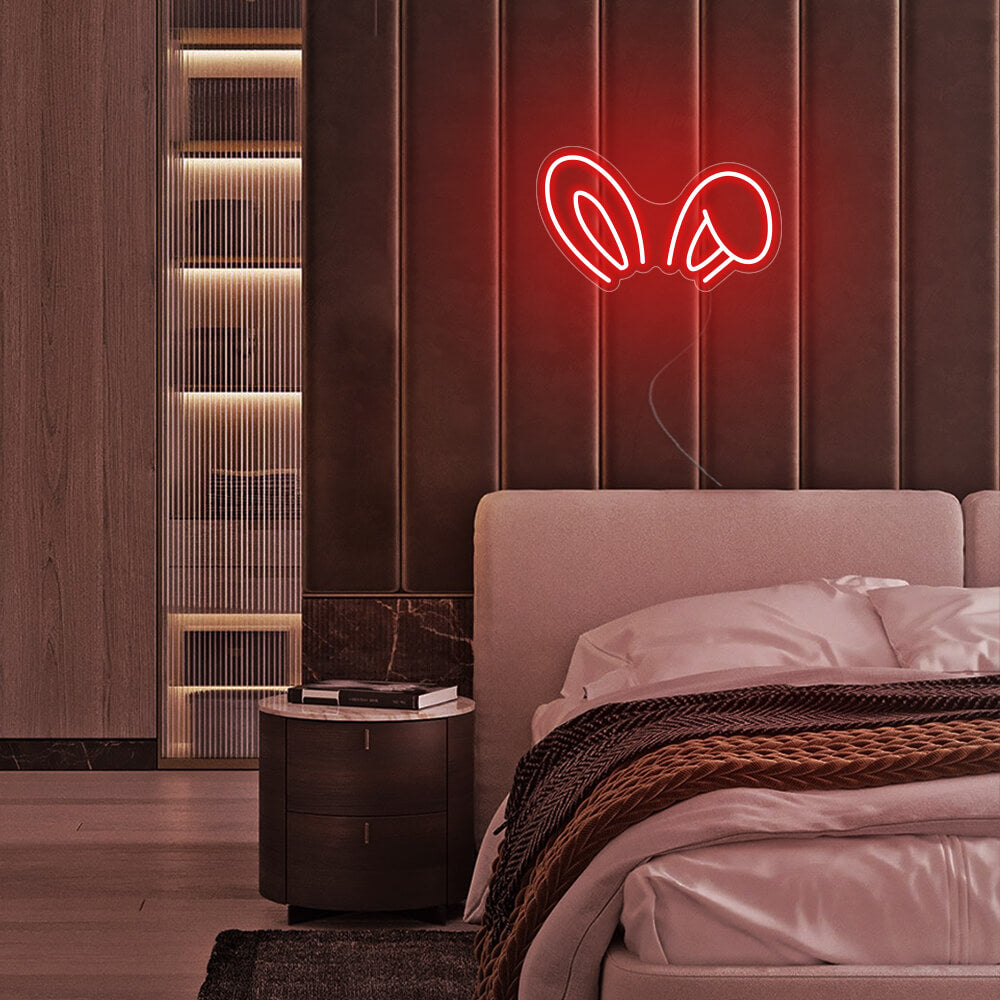 Mini Bunny Ears LED Neon Sign in Red