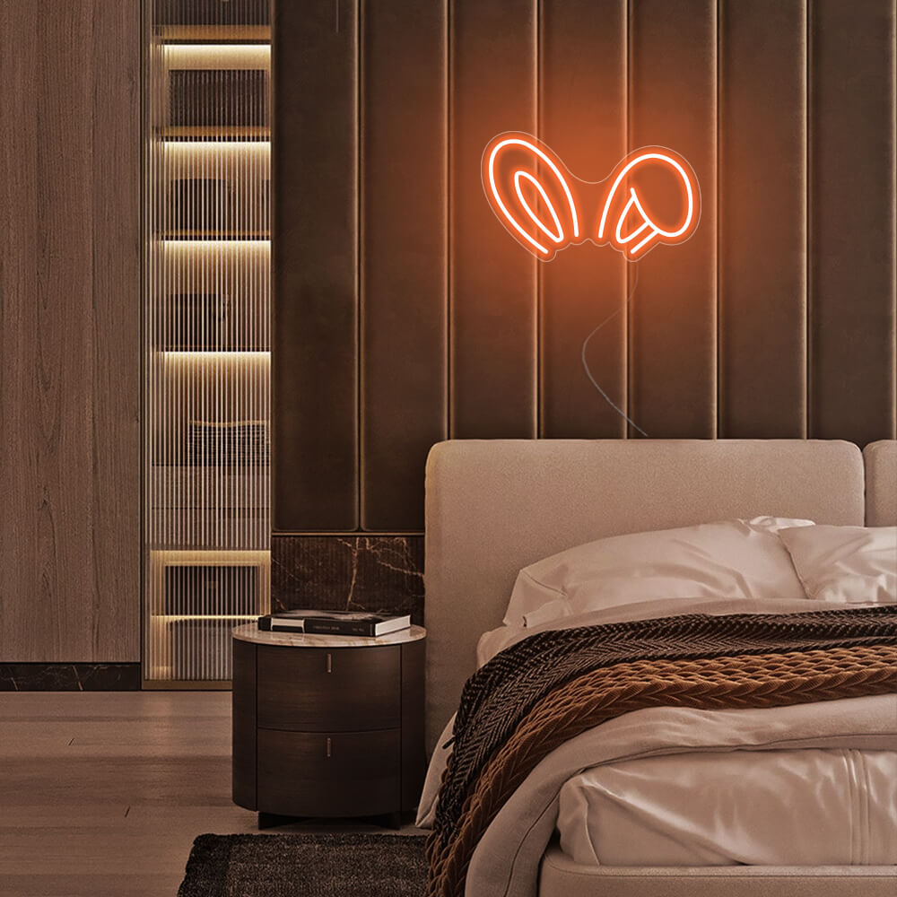 Mini Bunny Ears LED Neon Sign in Orange