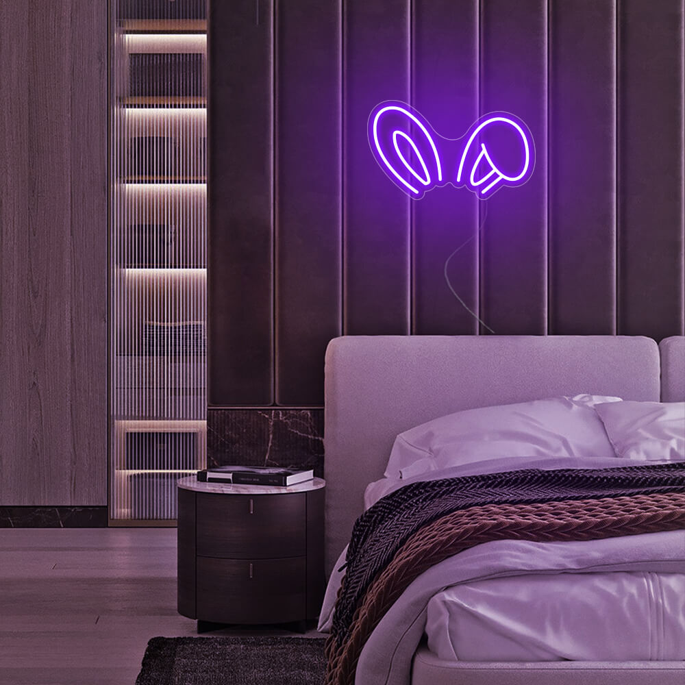 Mini Bunny Ears LED Neon Sign in Purple