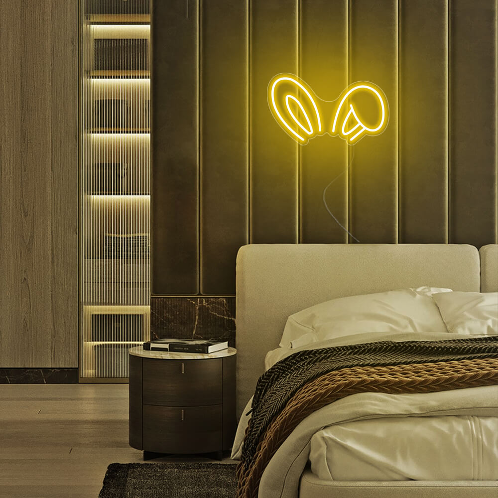 Mini Bunny Ears LED Neon Sign in Yellow