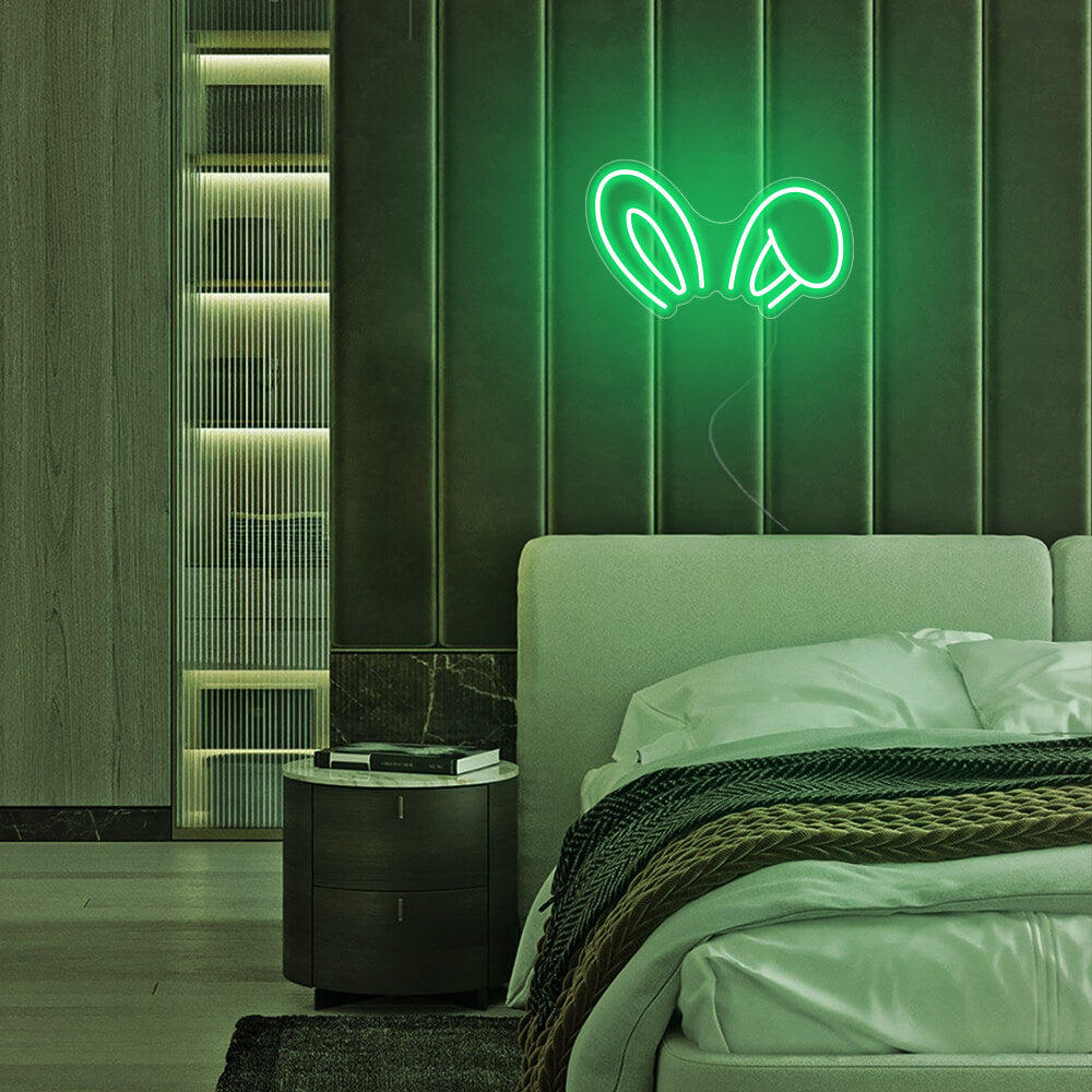 Mini Bunny Ears LED Neon Sign in Green