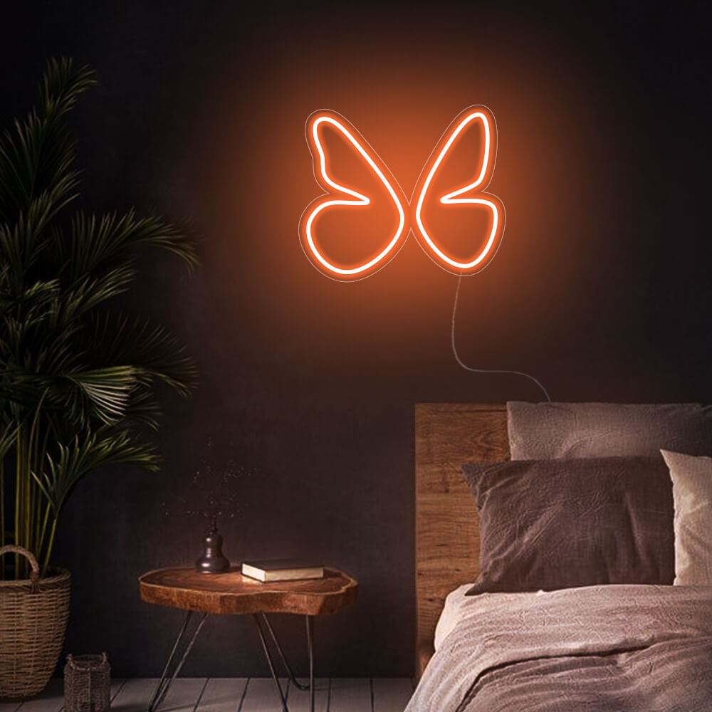 Mini Butterfly LED Neon Sign in Orange