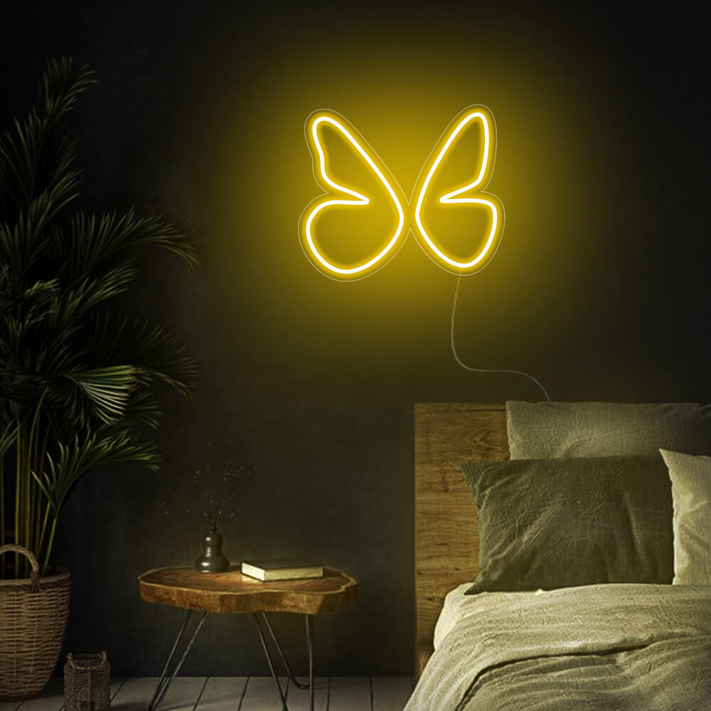 Mini Butterfly LED Neon Sign in Yellow