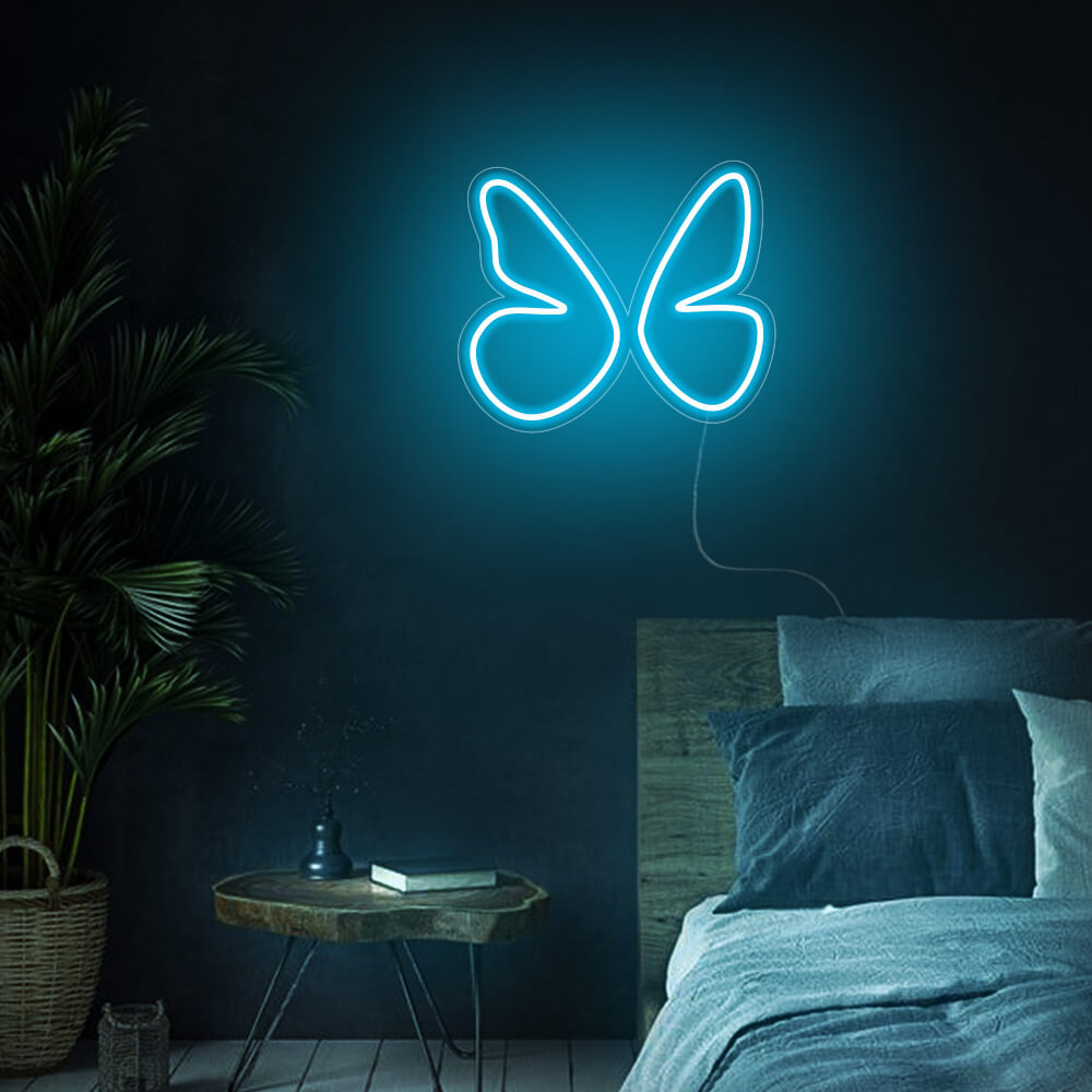 Mini Butterfly LED Neon Sign in Ice Blue