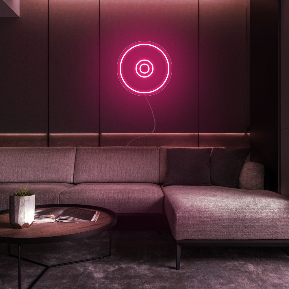 Mini CD Disc LED Neon Sign in Hot Pink
