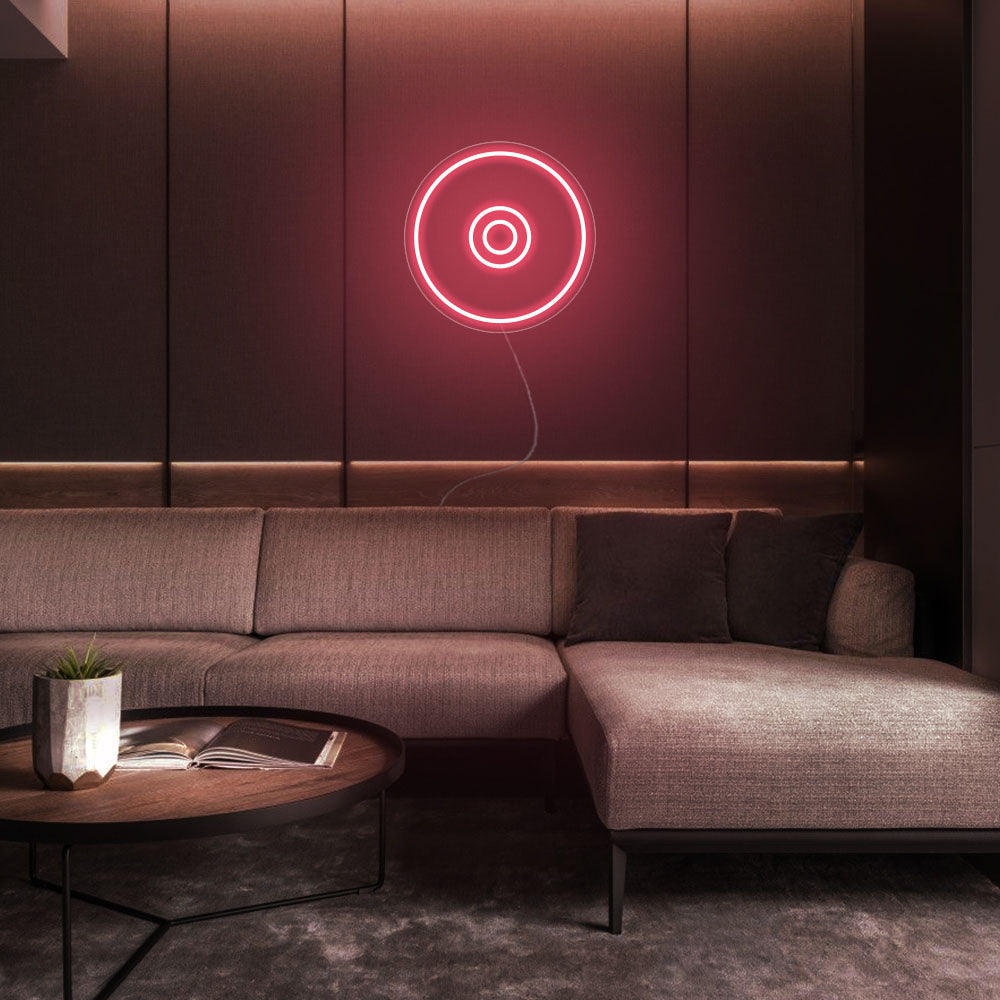 Mini CD Disc LED Neon Sign in Light Pink