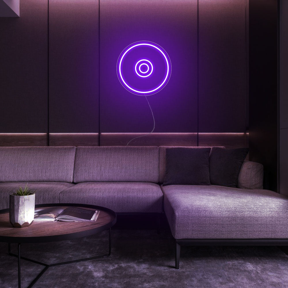 Mini CD Disc LED Neon Sign in Purple