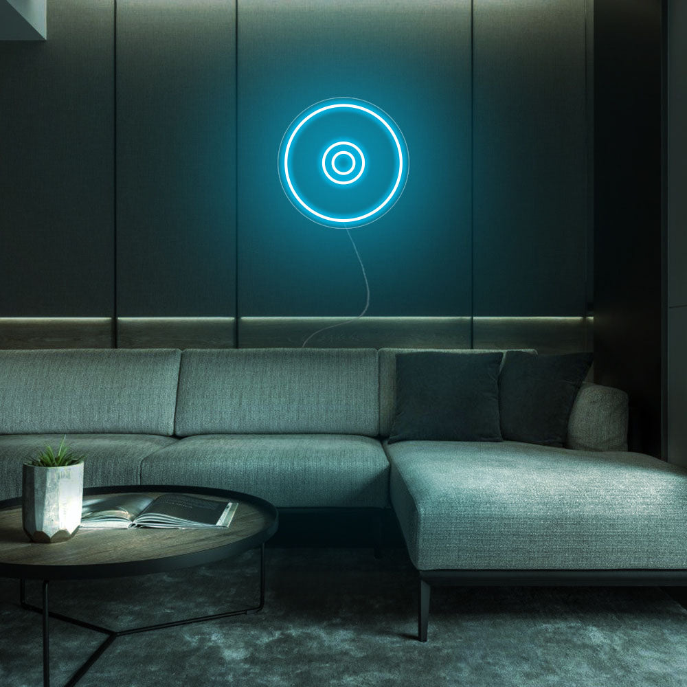 Mini CD Disc LED Neon Sign in Ice Blue