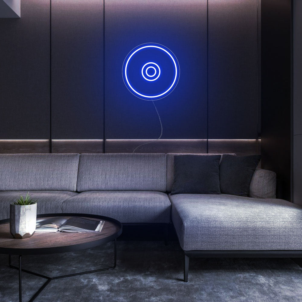 Mini CD Disc LED Neon Sign in Blue