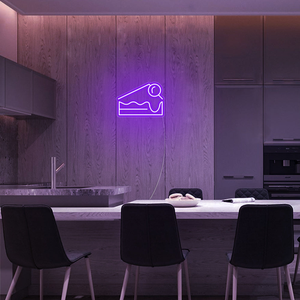Mini Cheesecake LED Neon Sign in Purple