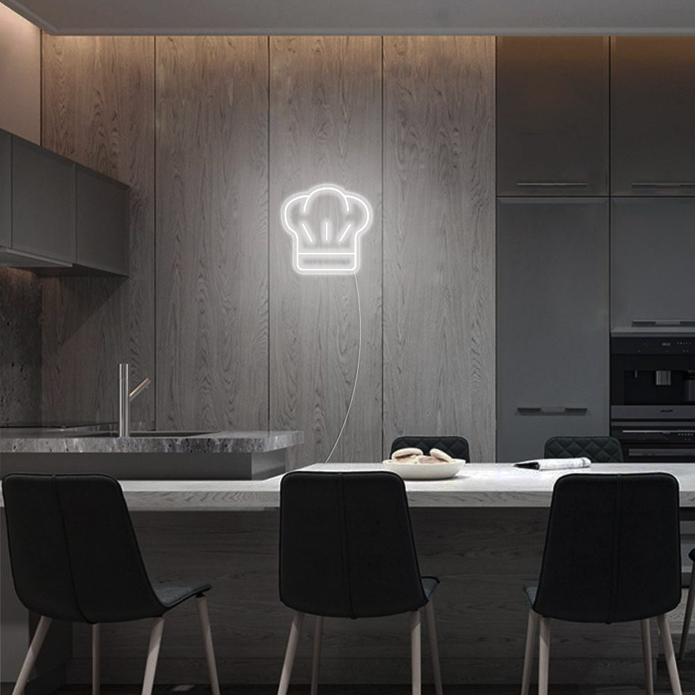 Mini Chef Hat LED Neon Sign in Cool White
