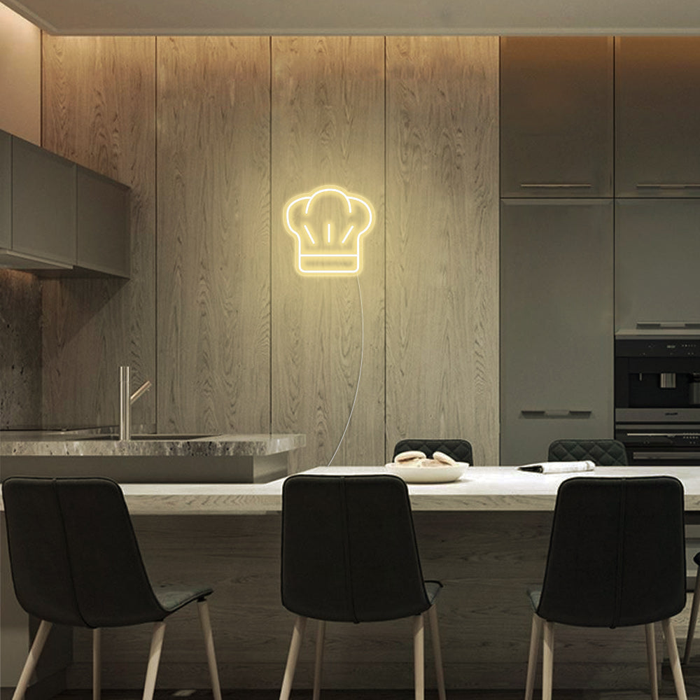 Mini Chef Hat LED Neon Sign in Warm White