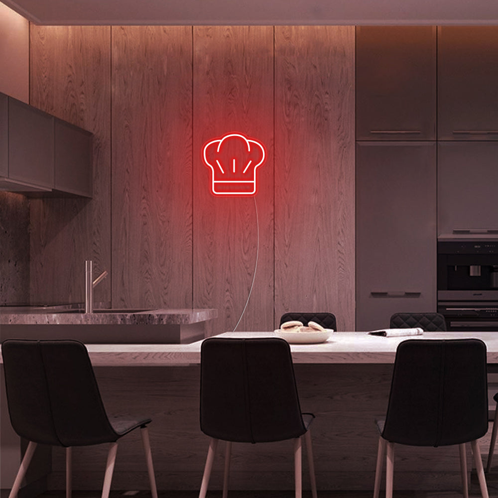 Mini Chef Hat LED Neon Sign in Red