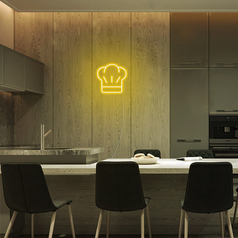 Mini Chef Hat LED Neon Sign in Yellow