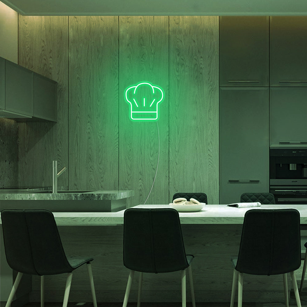 Mini Chef Hat LED Neon Sign in Green