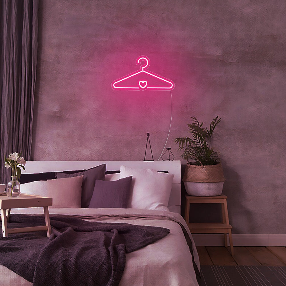 Mini Coat Hanger LED Neon Sign in Hot Pink