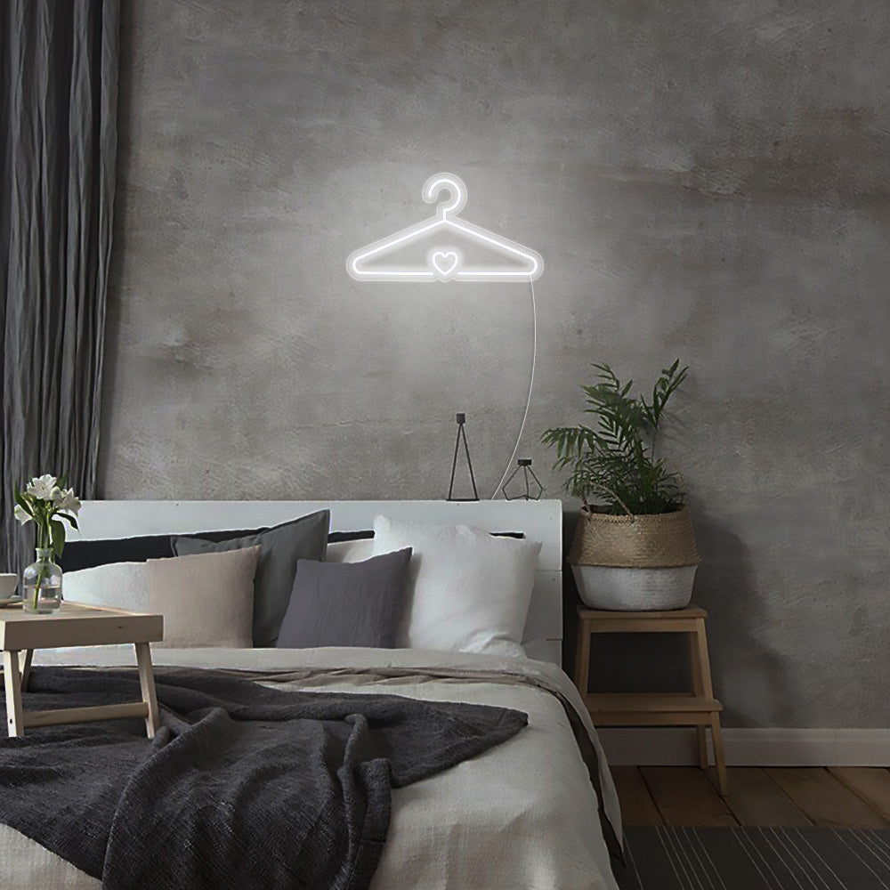 Mini Coat Hanger LED Neon Sign in Cool White