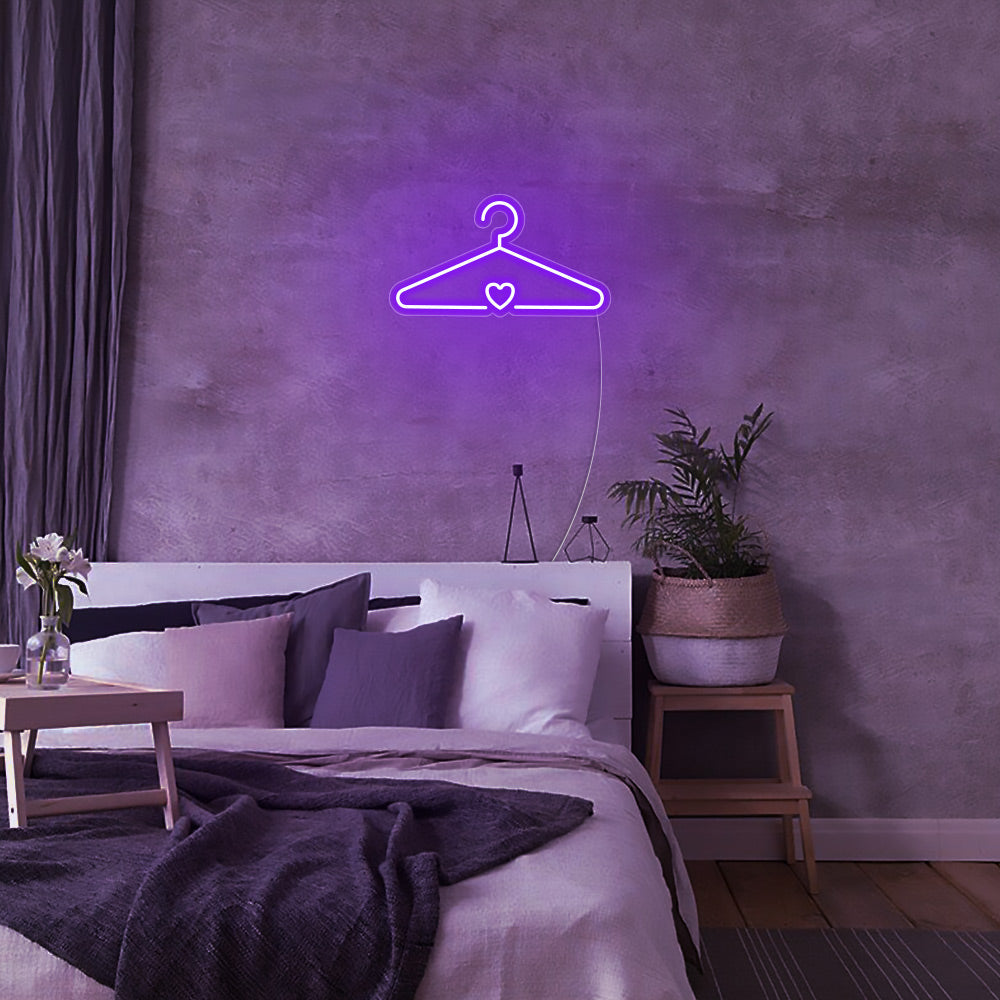 Mini Coat Hanger LED Neon Sign in Purple