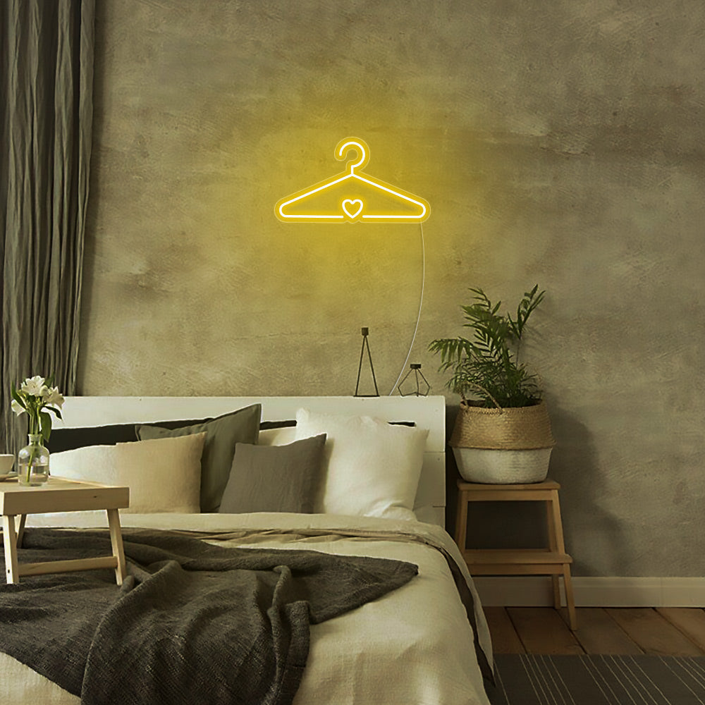 Mini Coat Hanger LED Neon Sign in Yellow