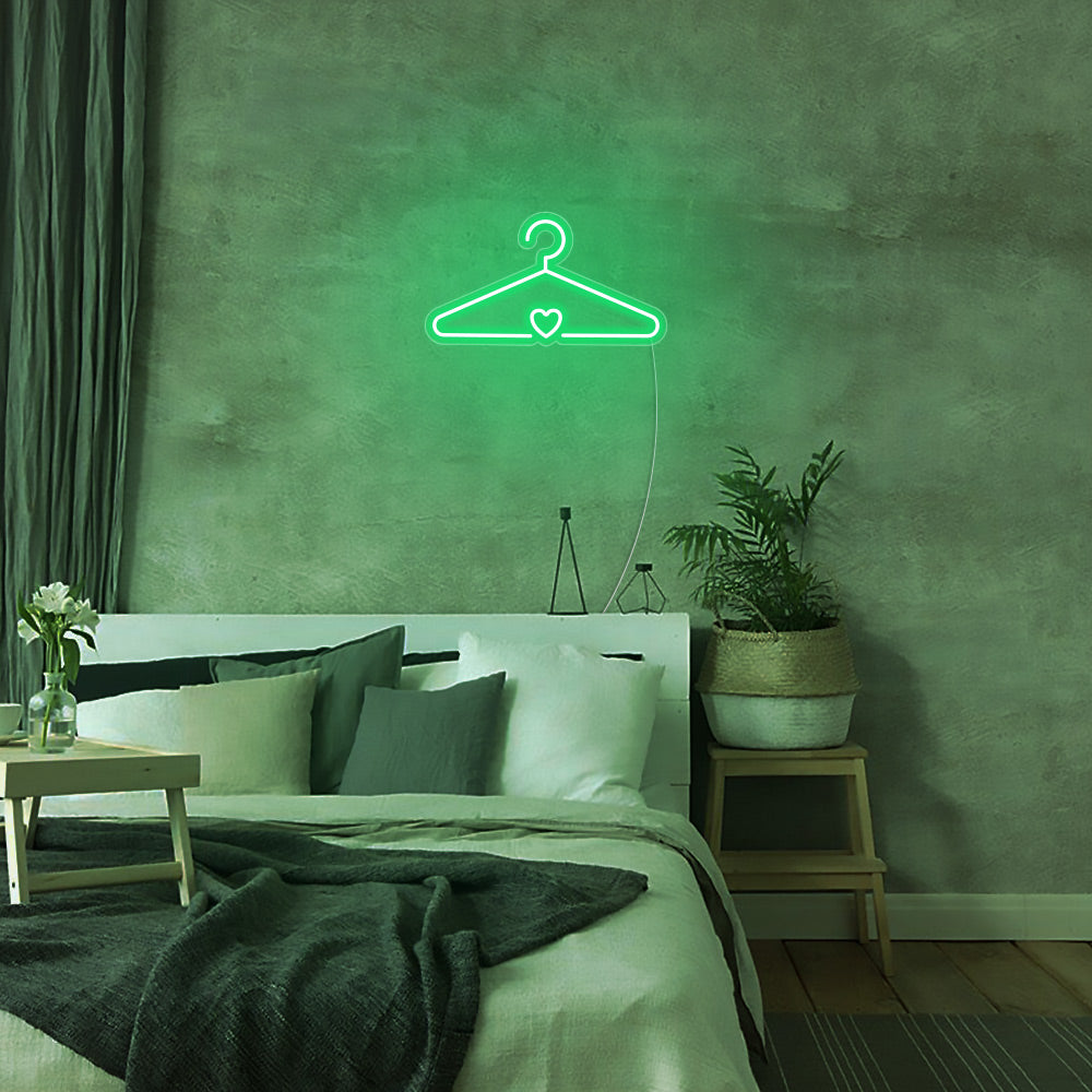 Mini Coat Hanger LED Neon Sign in Green