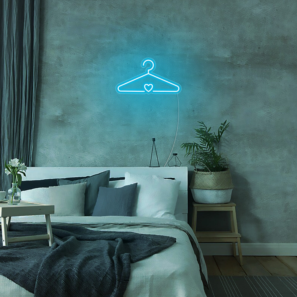 Mini Coat Hanger LED Neon Sign in Ice Blue