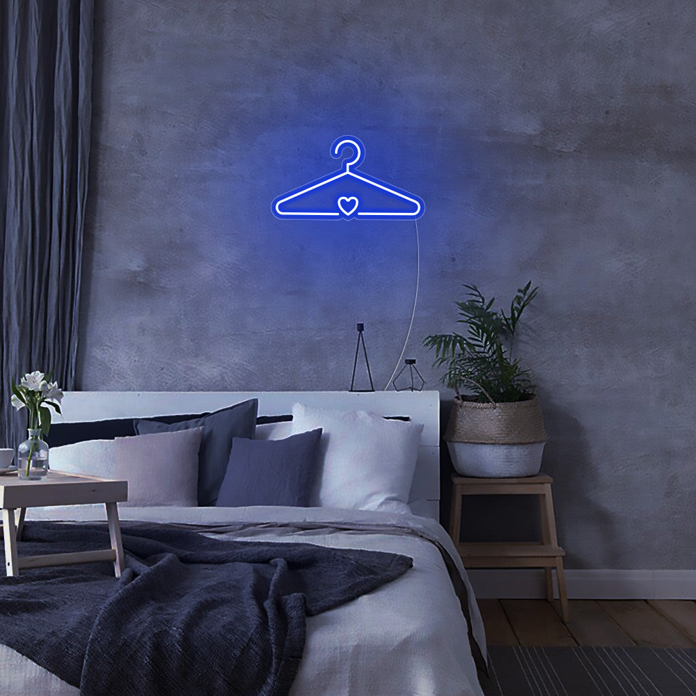Mini Coat Hanger LED Neon Sign in Blue