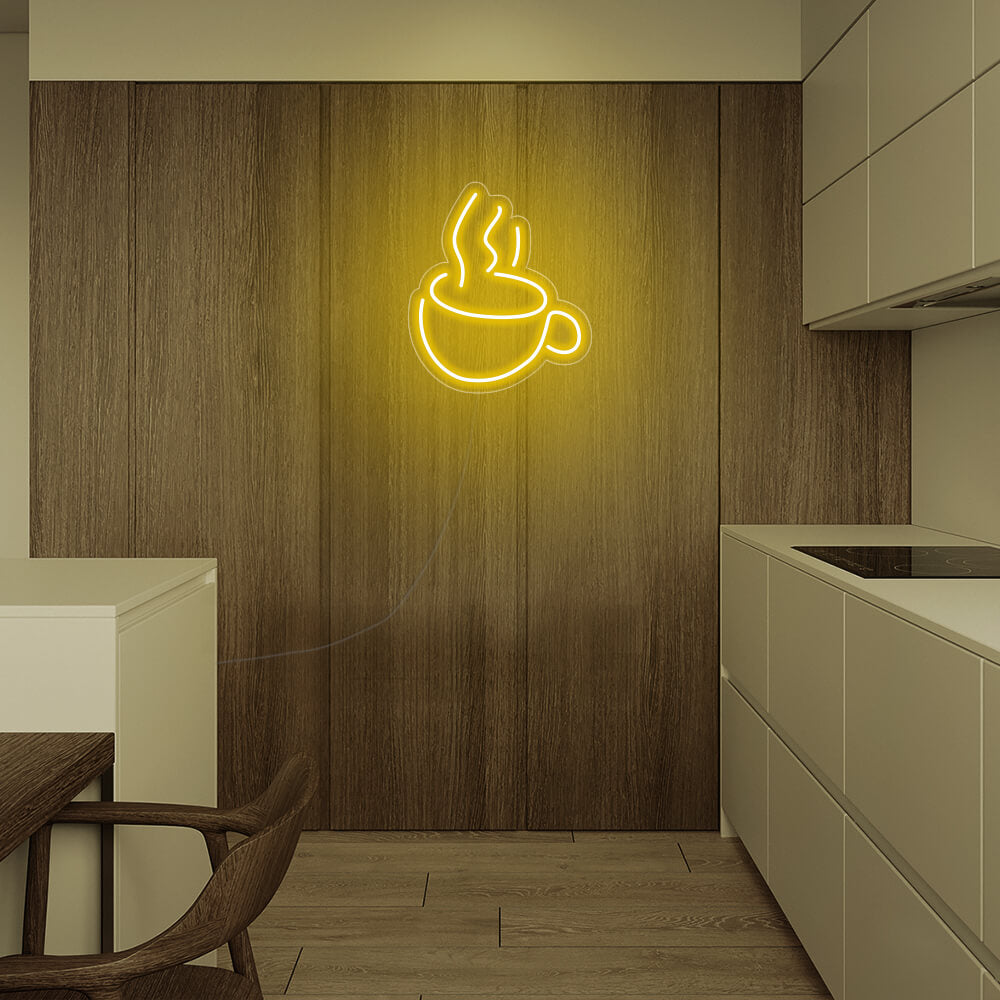 Mini Coffee Cup LED Neon Sign in Ice Blue