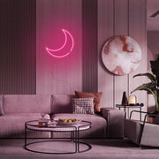 Mini Crescent Moon LED Neon Sign in Hot Pink