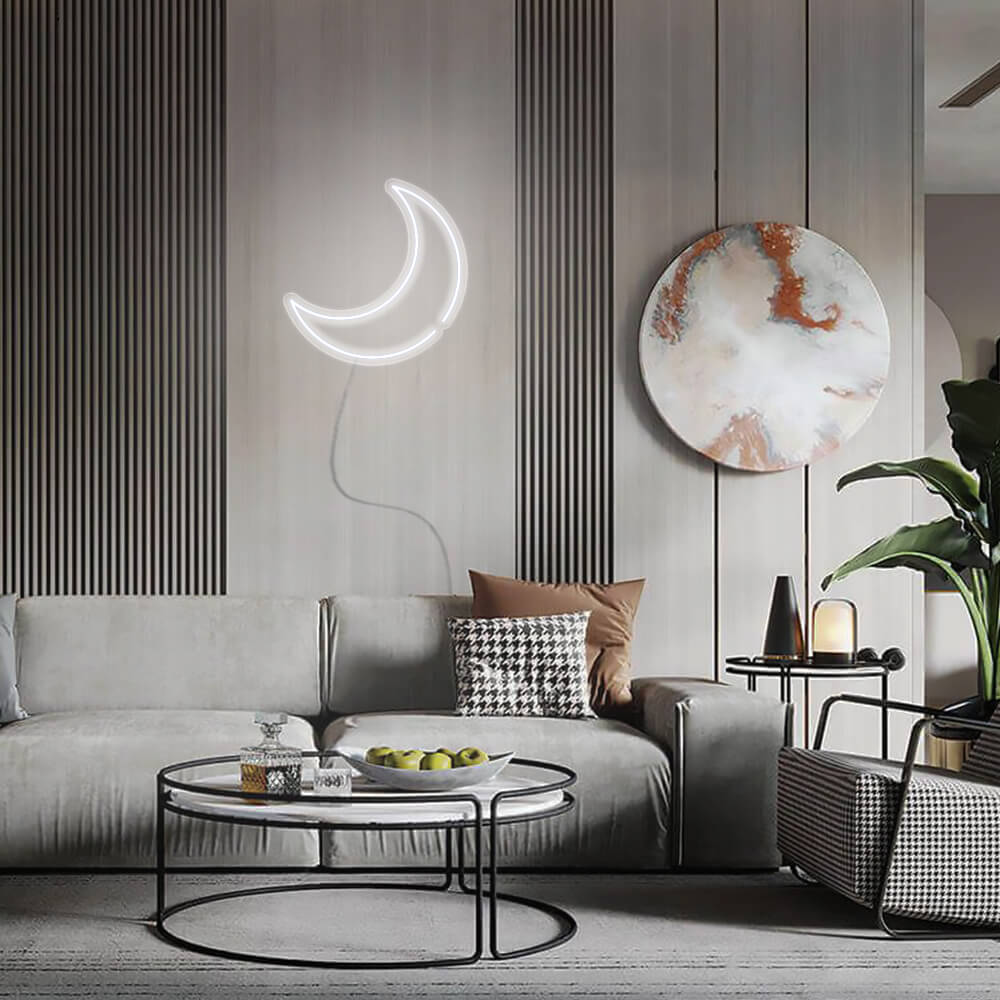 Mini Crescent Moon LED Neon Sign in Cool White