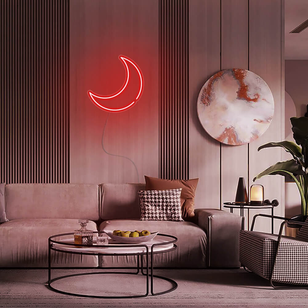 Mini Crescent Moon LED Neon Sign in Red