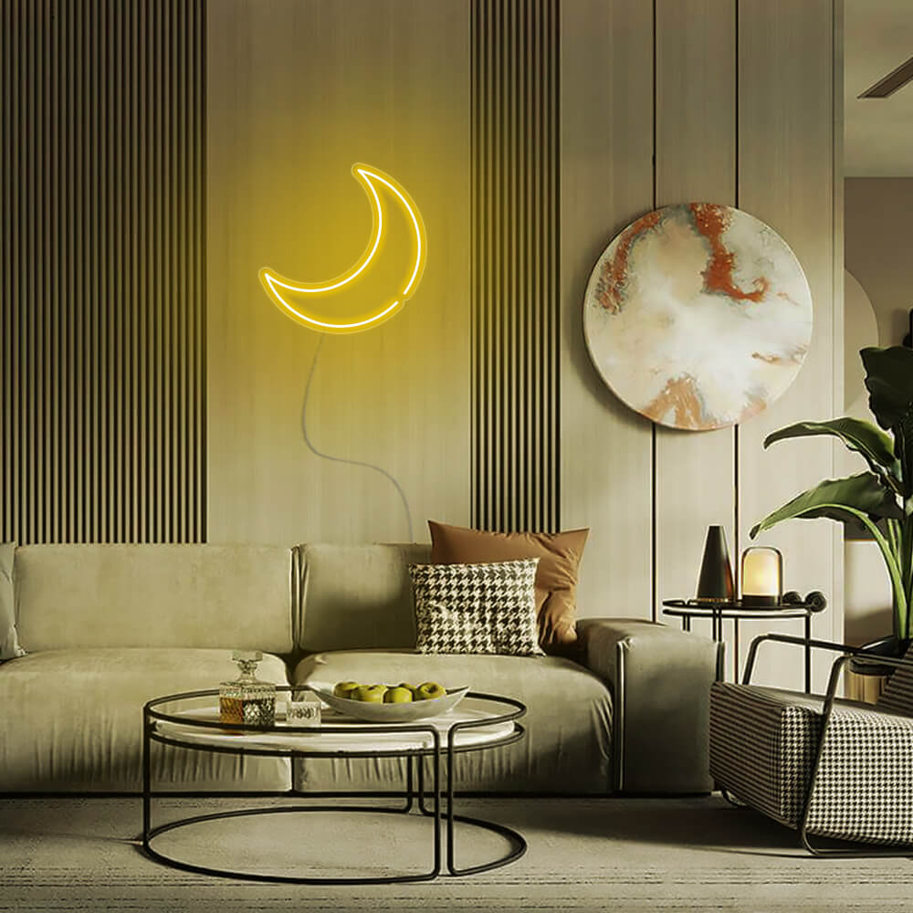 Mini Crescent Moon LED Neon Sign in Yellow