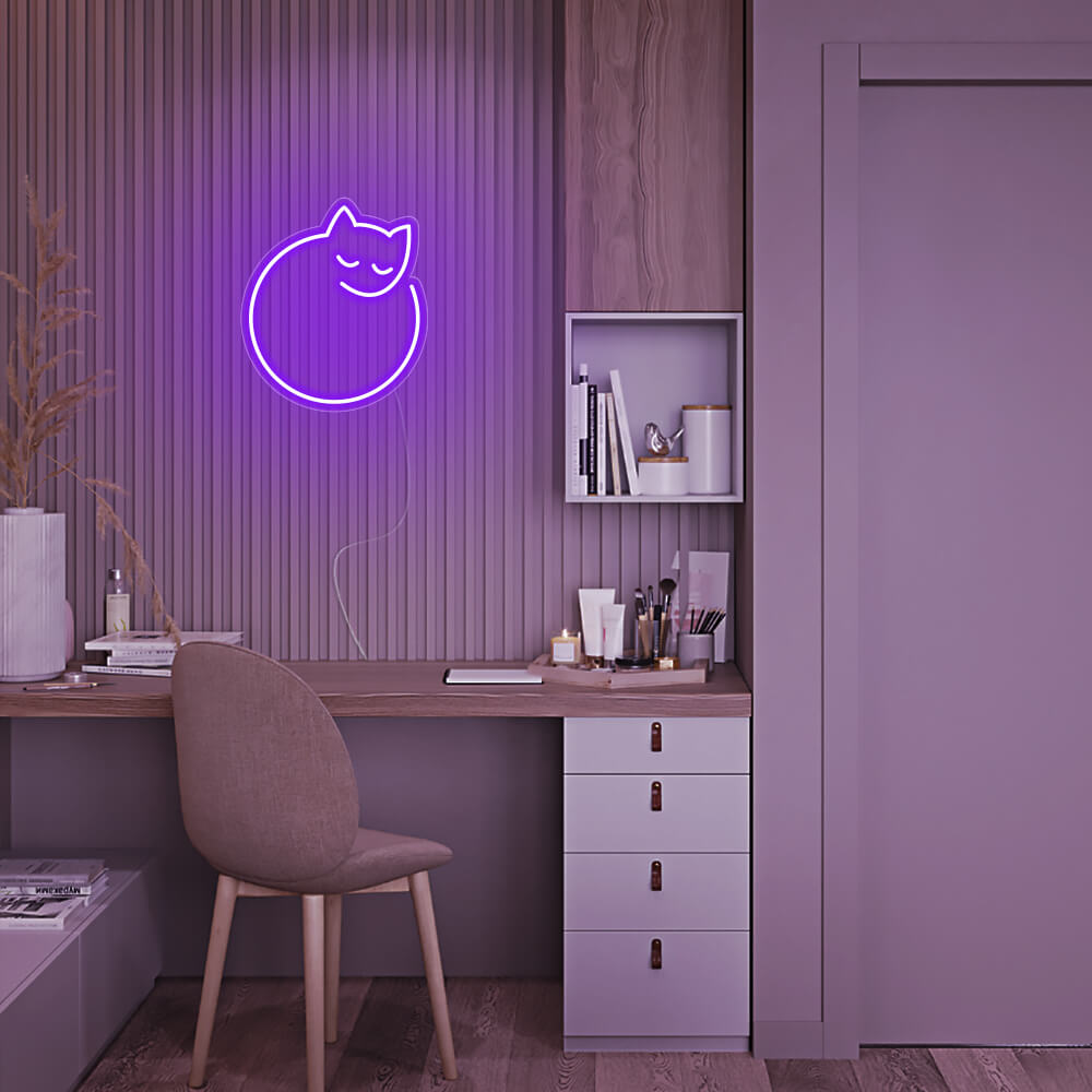 Mini Curled Up Cat LED Neon Sign