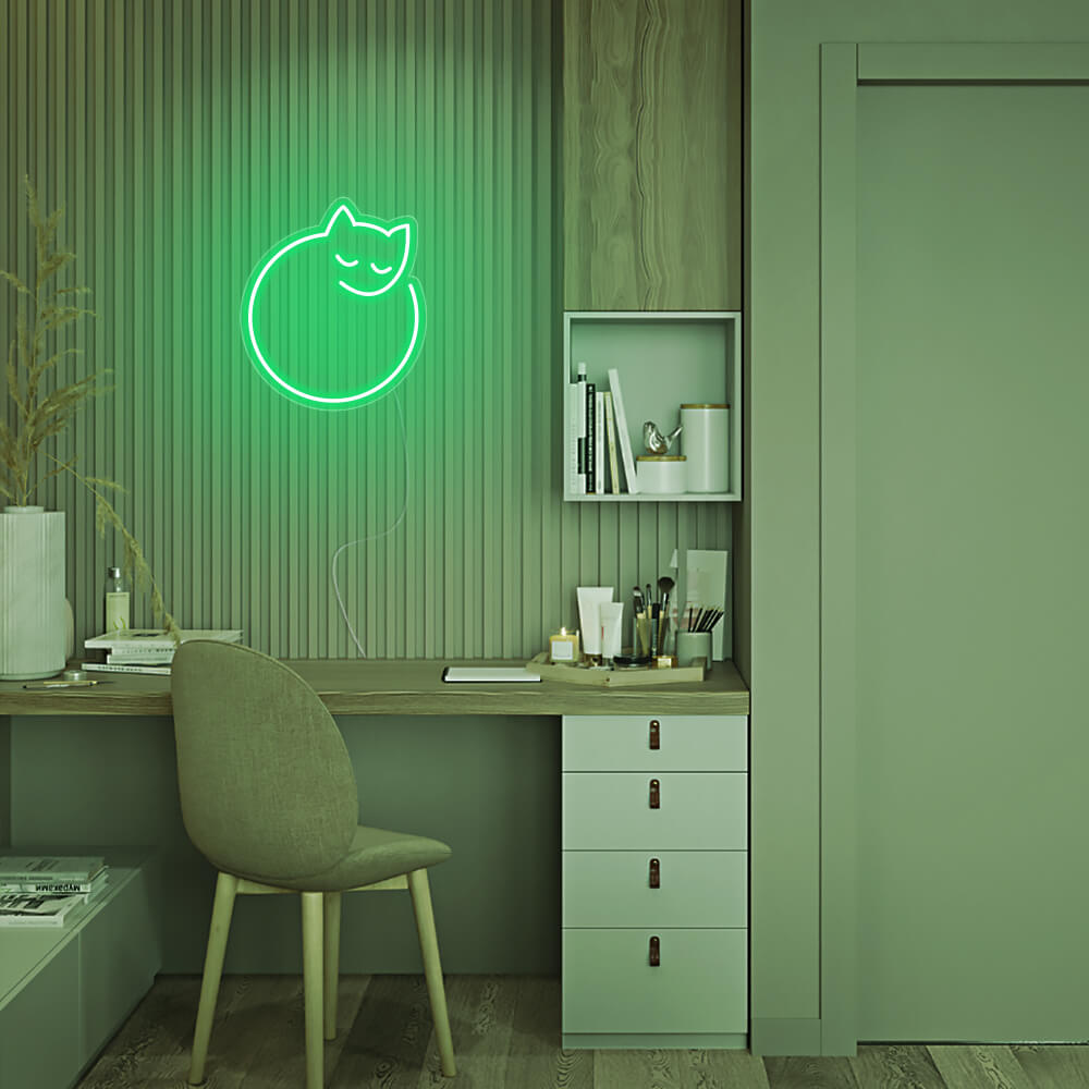 Mini Curled Up Cat LED Neon Sign