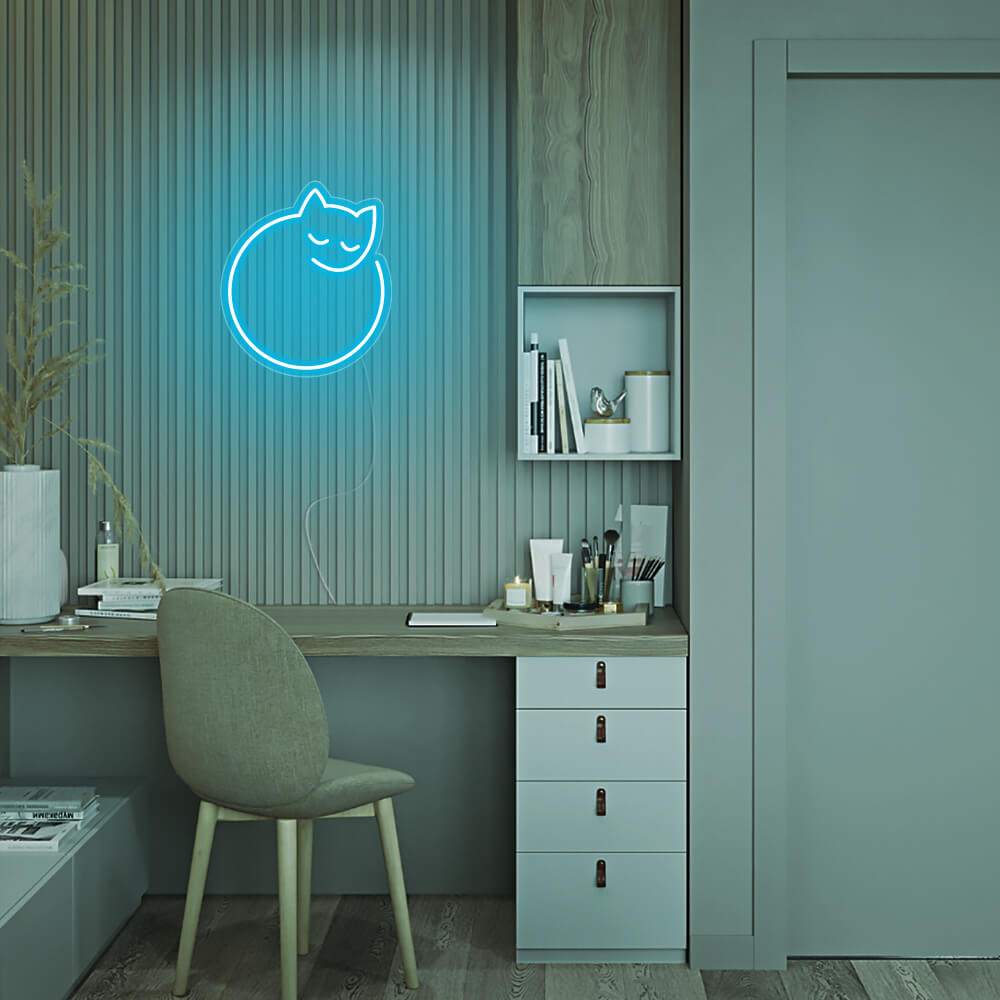 Mini Curled Up Cat LED Neon Sign