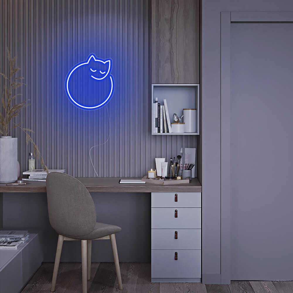 Mini Curled Up Cat LED Neon Sign