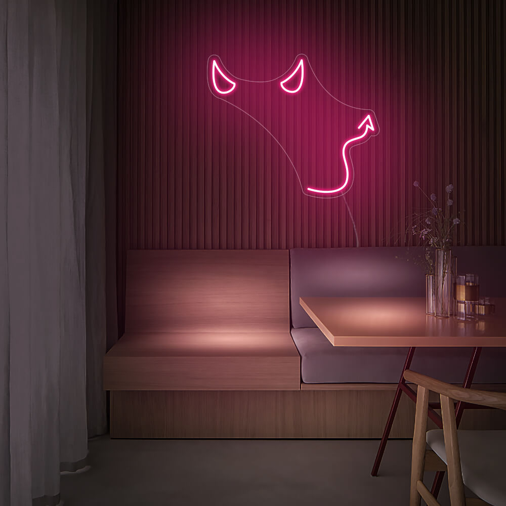Mini Devil LED Neon Sign in Hot Pink