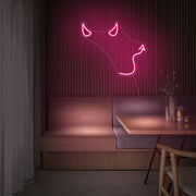 Mini Devil LED Neon Sign in Hot Pink