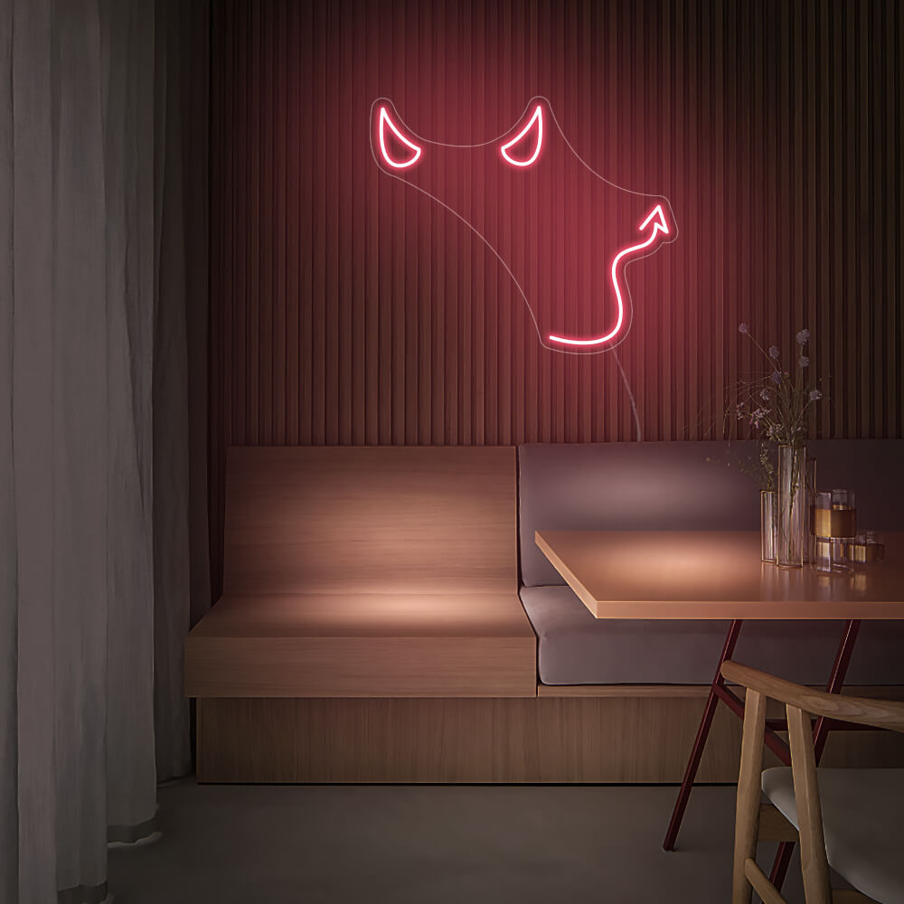 Mini Devil LED Neon Sign in Light Pink